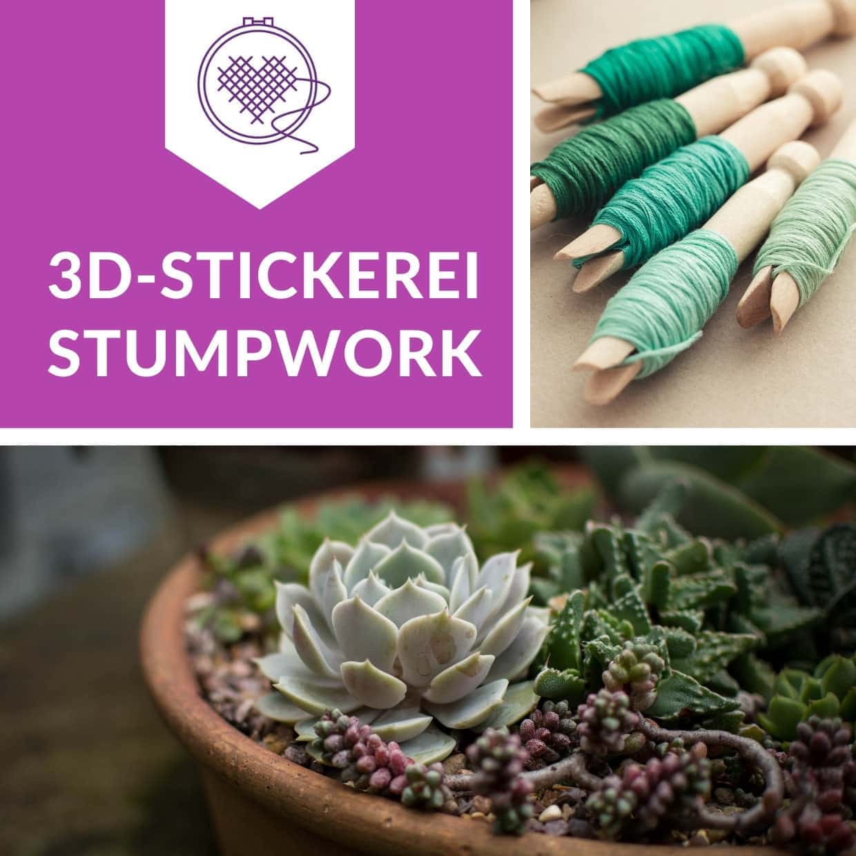 Stumpwork Stickerei im Online Kurs lernen